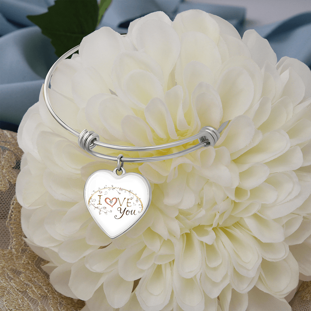 Luxury Heart Bangle - I Love You - GLiMOT