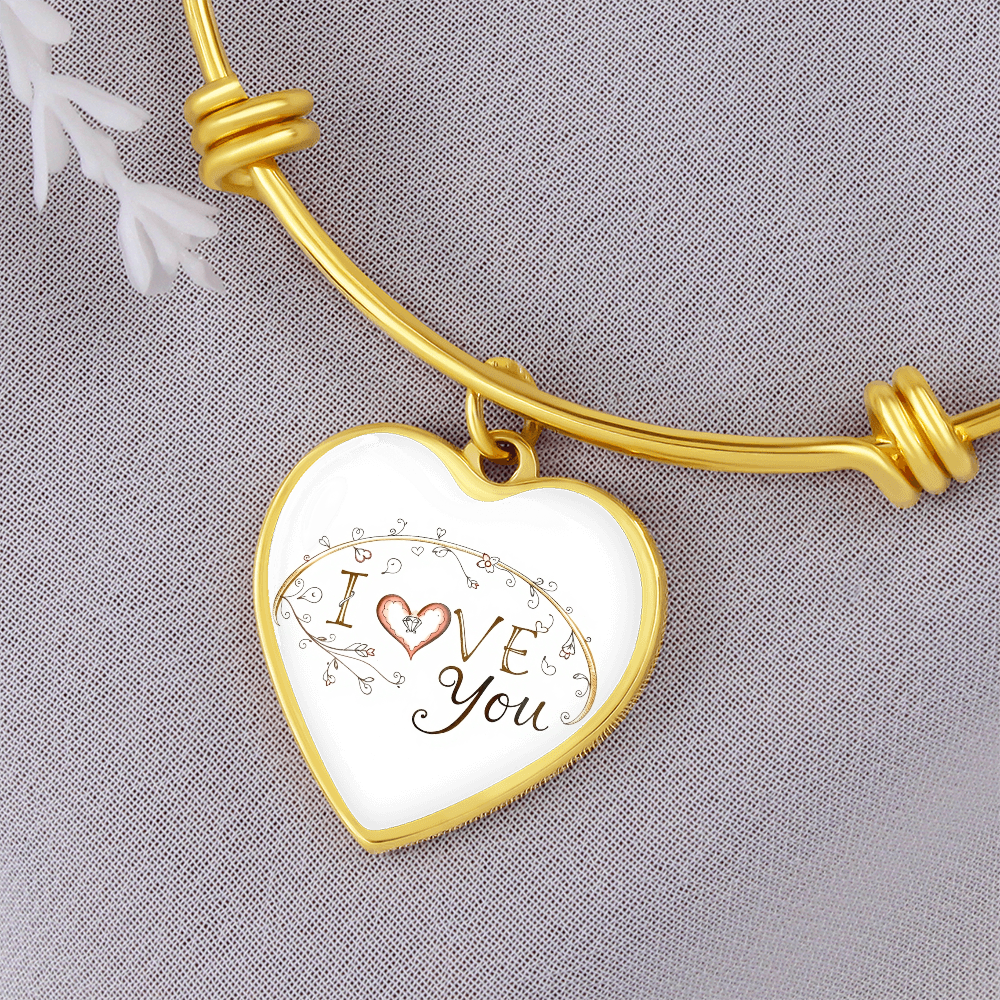 Luxury Heart Bangle - I Love You - GLiMOT