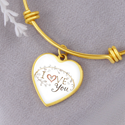 Luxury Heart Bangle - I Love You - GLiMOT
