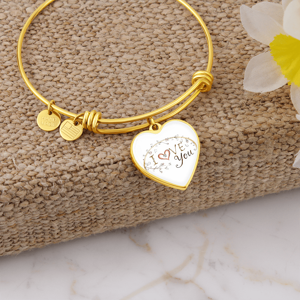 Luxury Heart Bangle - I Love You - GLiMOT