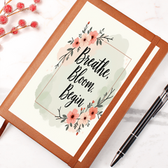 'Breath, Bloom, Begin' Graphic Leather Journal
