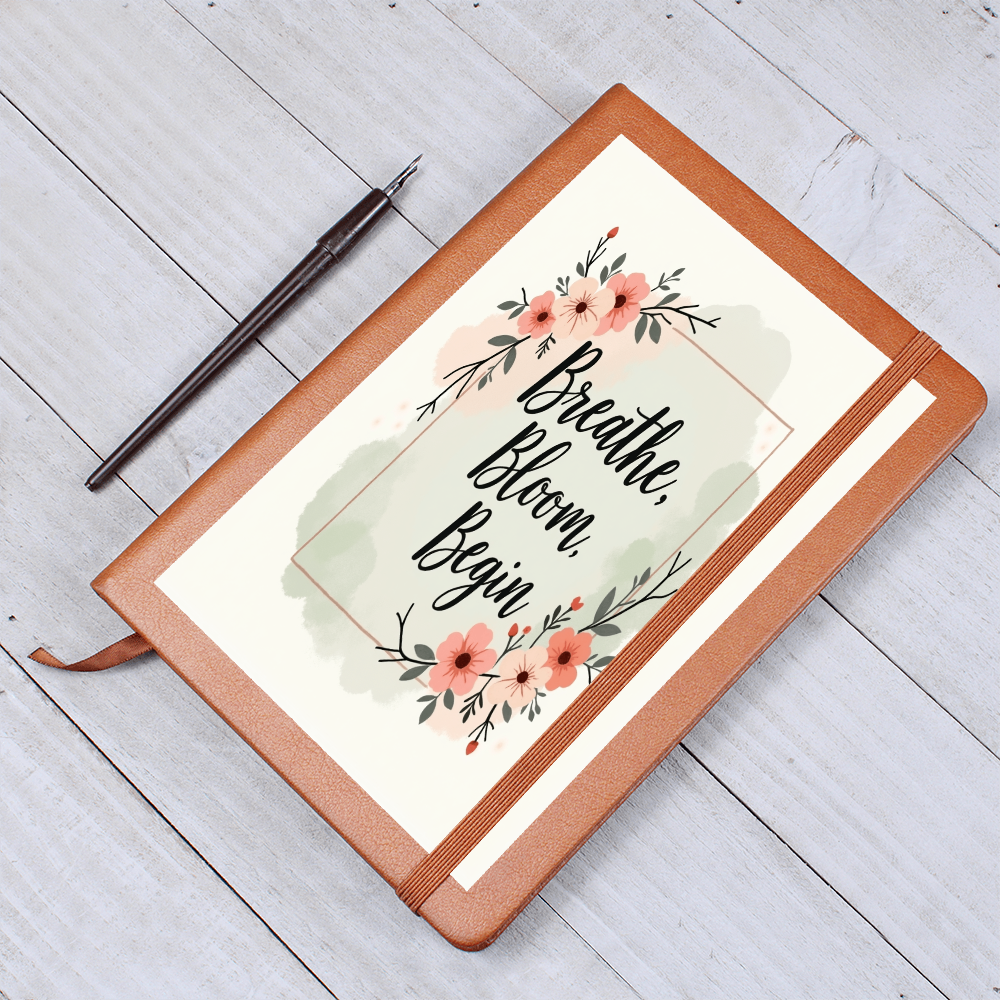 'Breath, Bloom, Begin' Graphic Leather Journal - GLiMOT