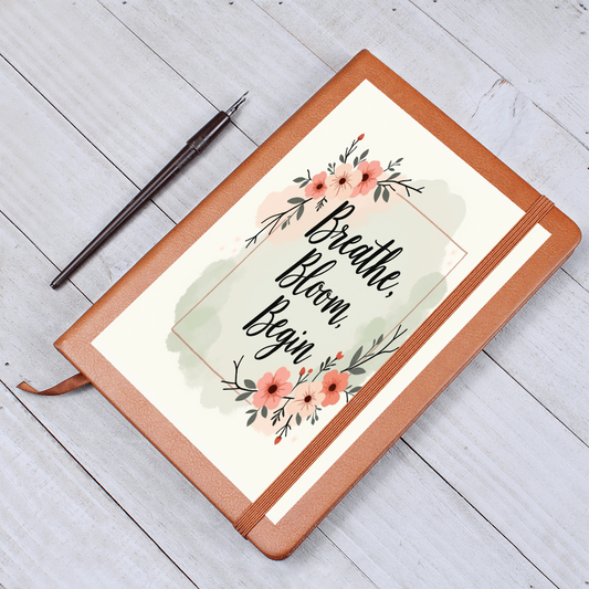 'Breath, Bloom, Begin' Graphic Leather Journal - GLiMOT