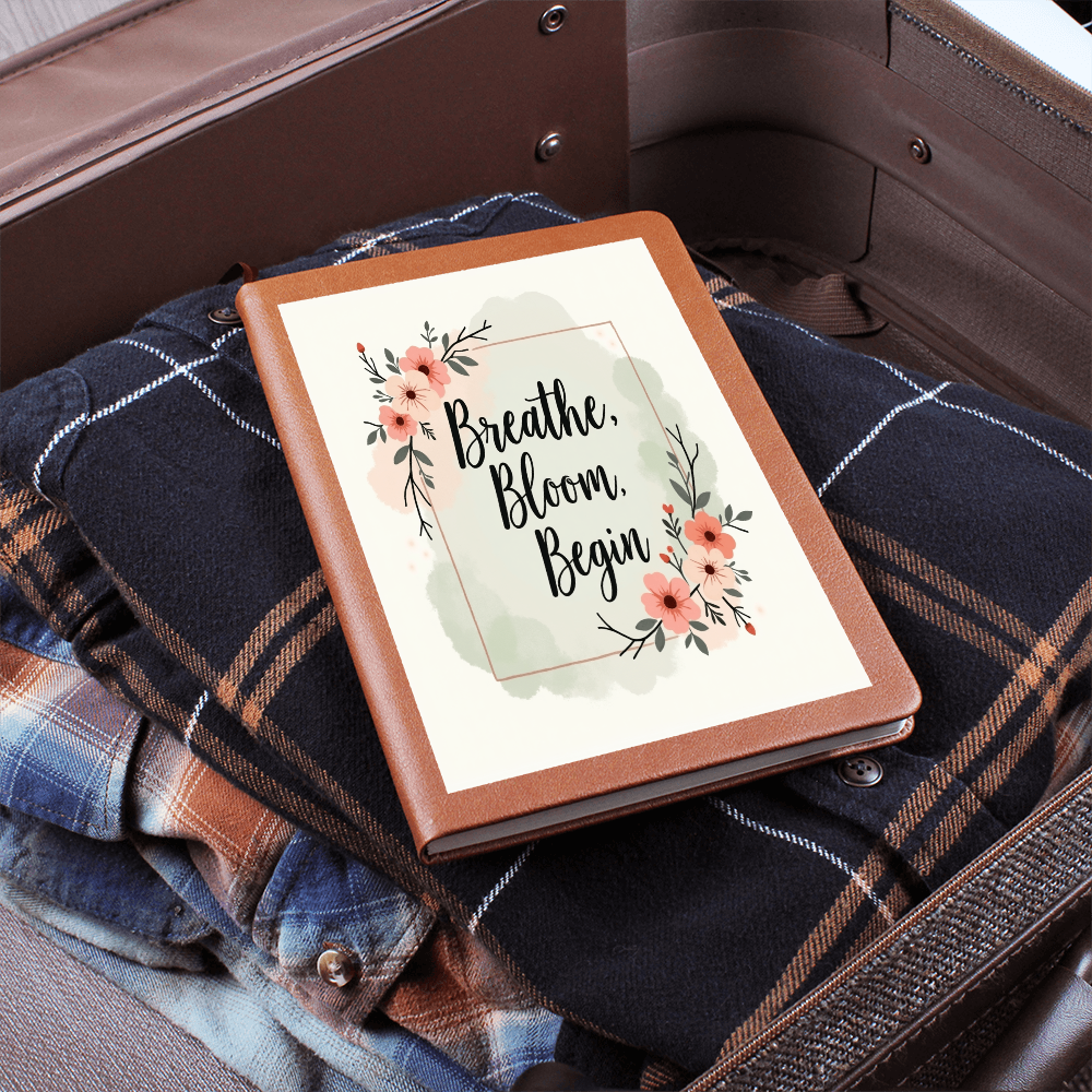 'Breath, Bloom, Begin' Graphic Leather Journal - GLiMOT