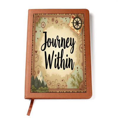 Graphic Vegan Leather Journal - Unique Printed Notebook for Goal Setting & Reflection