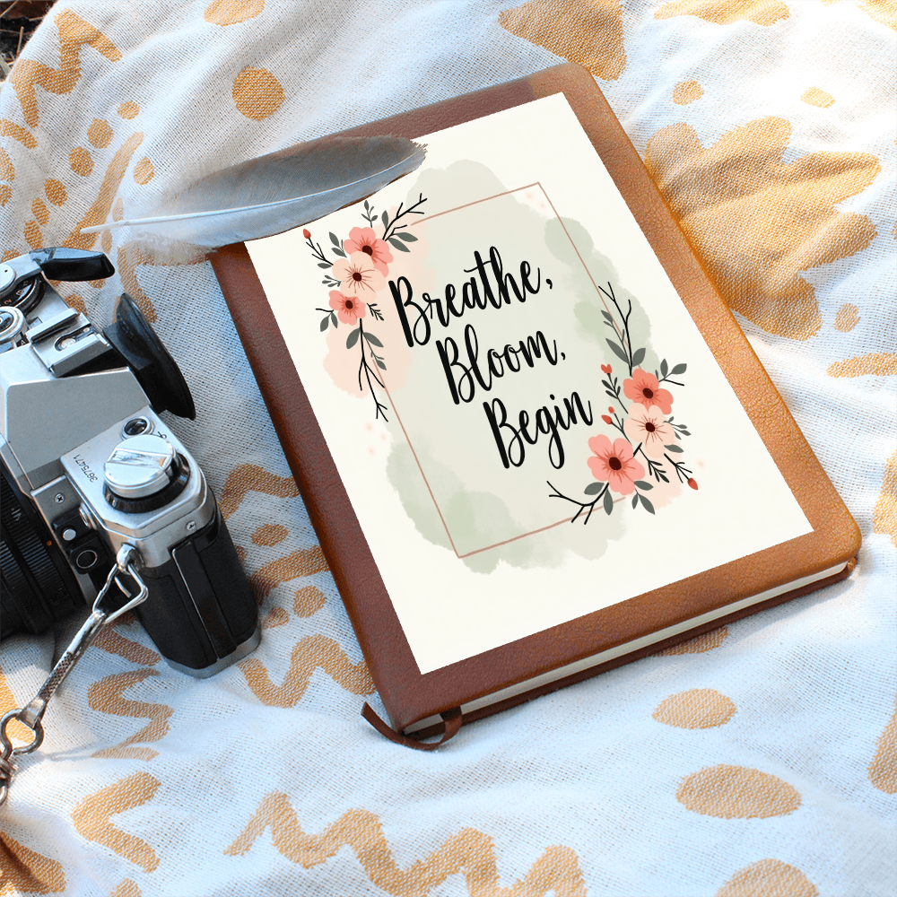 'Breath, Bloom, Begin' Graphic Leather Journal - GLiMOT