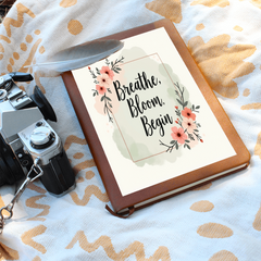 'Breath, Bloom, Begin' Graphic Leather Journal