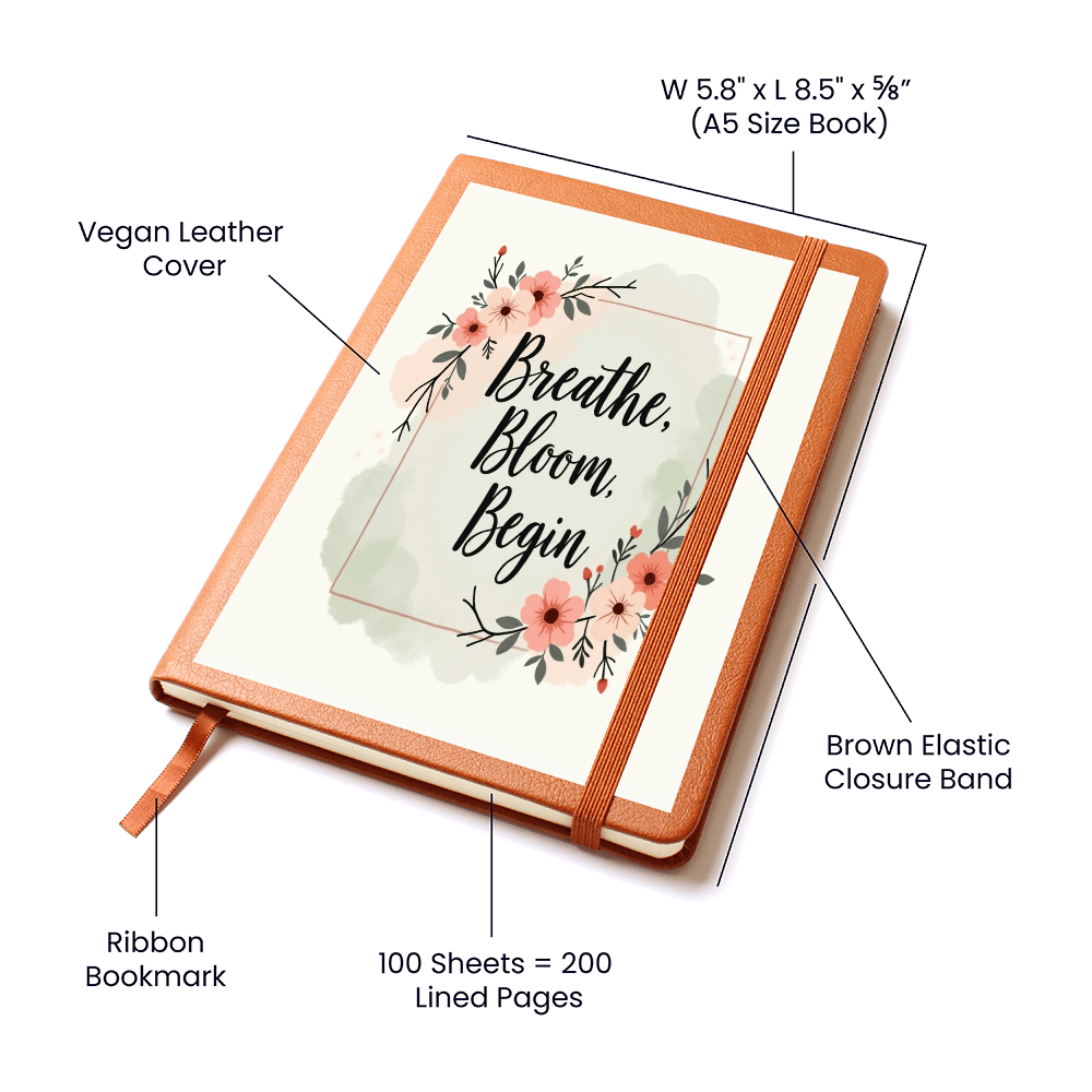 'Breath, Bloom, Begin' Graphic Leather Journal - GLiMOT