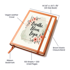 'Breath, Bloom, Begin' Graphic Leather Journal