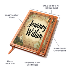 Graphic Vegan Leather Journal - Unique Printed Notebook for Goal Setting & Reflection