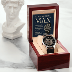 Men's Automatic Water Resistant Openwork Watch - Gift to Him