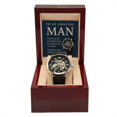 Men's Automatic Water Resistant Openwork Watch - Gift to Him
