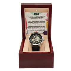 Personalized Father's Day Skeleton Mechanical Water Resistant Watch – “Quiet Strength” Message from Child
