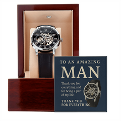 Men's Automatic Water Resistant Openwork Watch - Gift to Him
