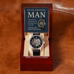 Men's Automatic Water Resistant Openwork Watch - Gift to Him