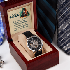 "Gift For my Husband. Every beat of my heart whispers your name." -Men's Mechanical Openwork Watch