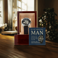 Men's Automatic Water Resistant Openwork Watch - Gift to Him