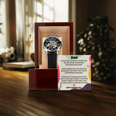 Personalized Father's Day Skeleton Mechanical Water Resistant Watch – “Quiet Strength” Message from Child