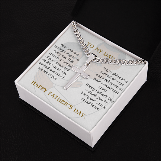 Personalized Cuban Link Chain with Cross – Father's Day Gift for Him - GLiMOT