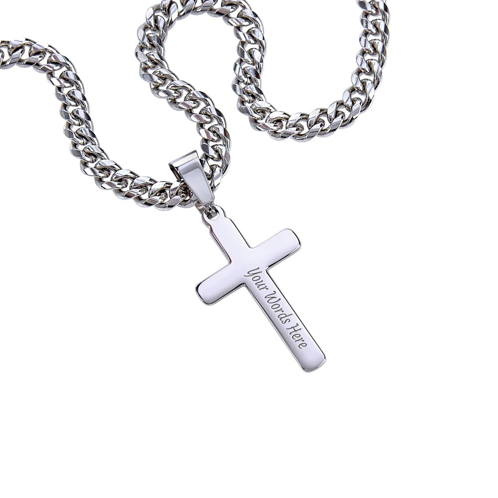 Personalized Cuban Link Chain with Cross – Father's Day Gift for Him - GLiMOT
