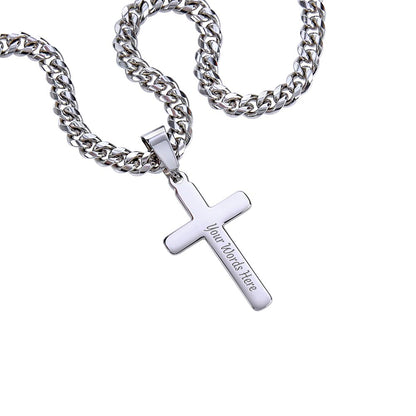 Personalized Cuban Link Chain with Cross – Father's Day Gift for Him - GLiMOT