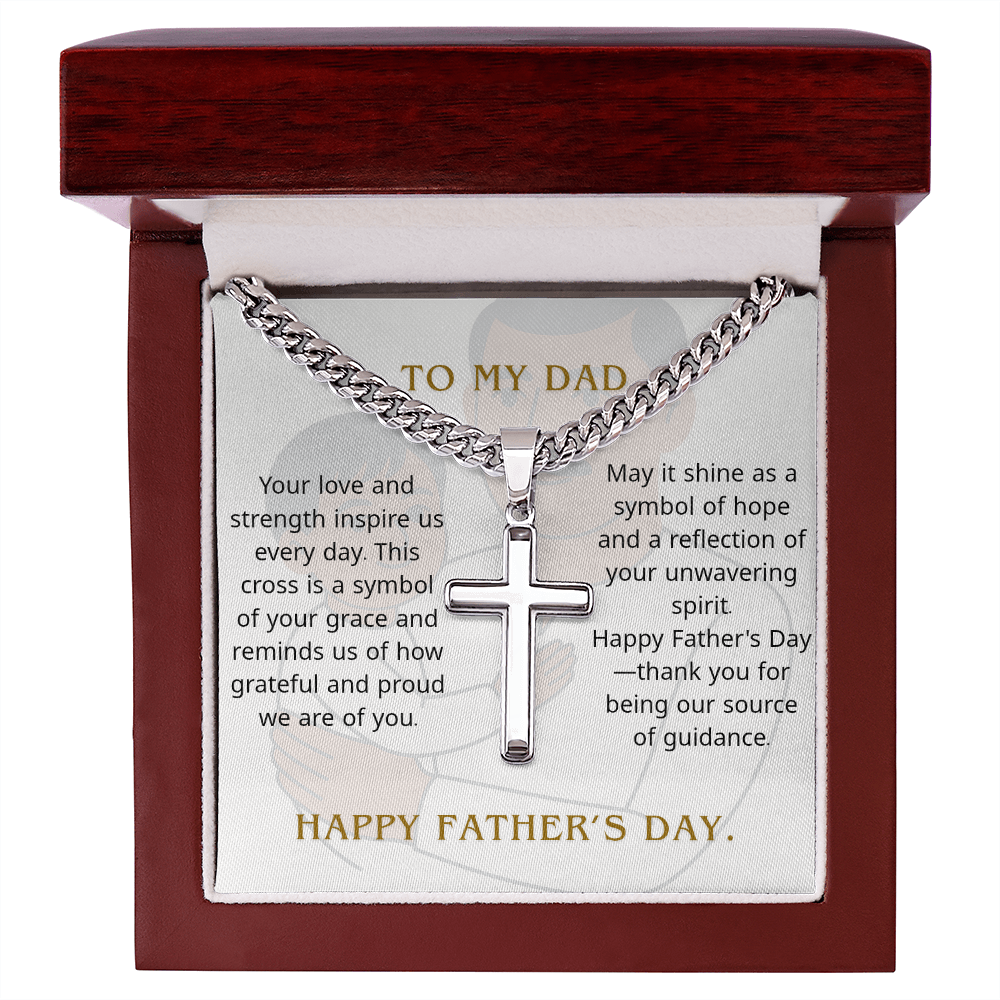 Personalized Cuban Link Chain with Cross – Father's Day Gift for Him - GLiMOT