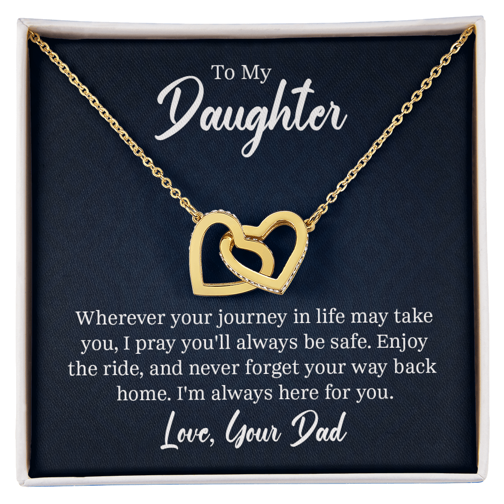 Rose gold and silver interlocking heart pendant necklace for women