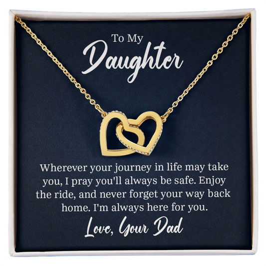 Rose gold and silver interlocking heart pendant necklace for women