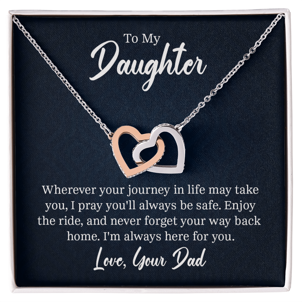 Interlocking Hearts Necklace with CZ crystals – meaningful gift for daughter