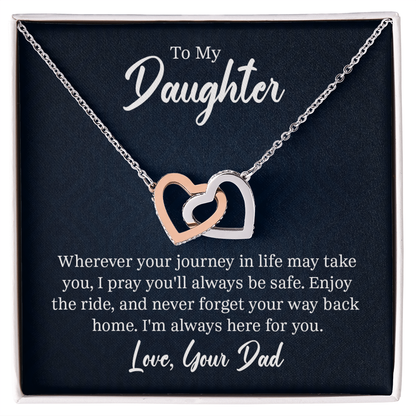 Interlocking Hearts Necklace with CZ crystals – meaningful gift for daughter
