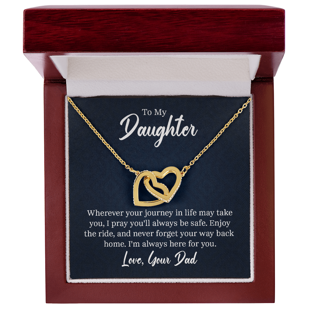 Interlocking Hearts Necklace Gift for Daughter with Love From Dad Message Card