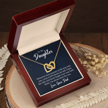 CZ Crystal Interlocking Hearts Pendant Displayed in Gift Box for Daughter