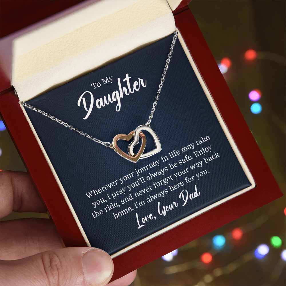 Elegant two-heart pendant necklace with 18k gold finish