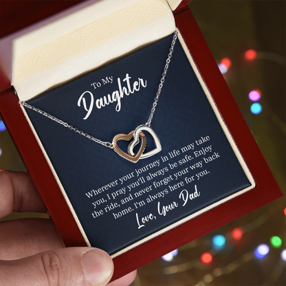 Elegant two-heart pendant necklace with 18k gold finish