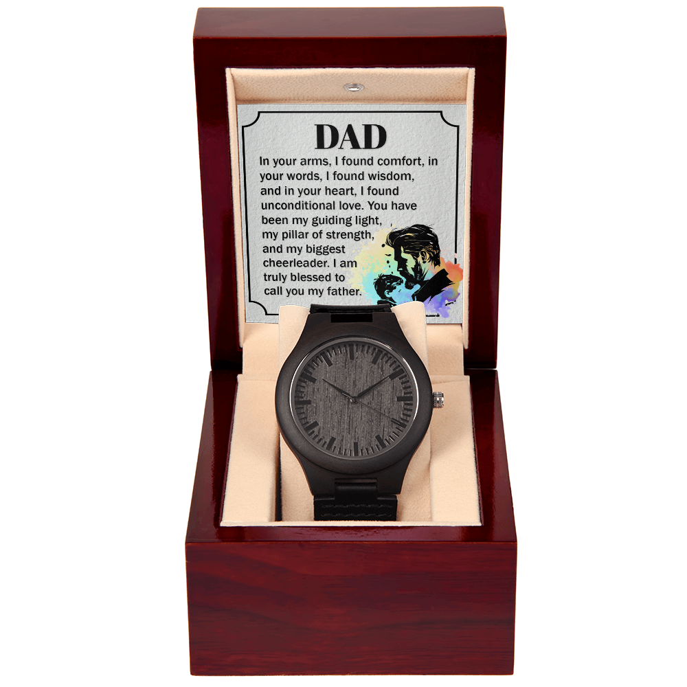 "Gift for Dad. In your arms, I found Comfort." - Wooden Watch - GLiMOT