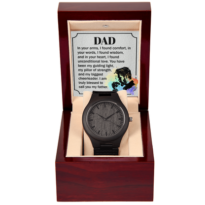 "Gift for Dad. In your arms, I found Comfort." - Wooden Watch - GLiMOT