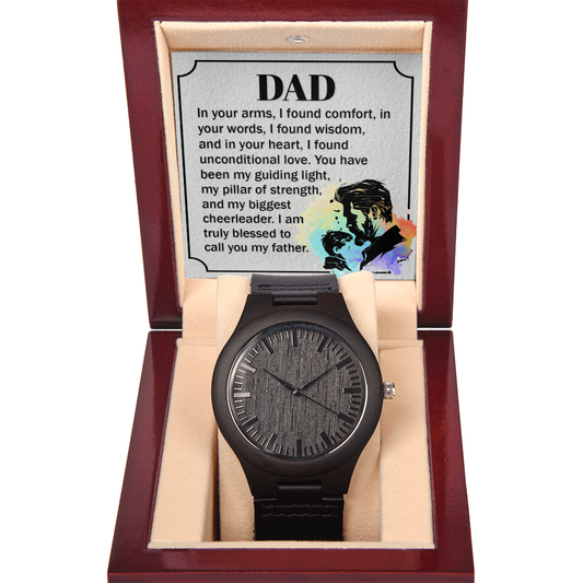 "Gift for Dad. In your arms, I found Comfort." - Wooden Watch - GLiMOT