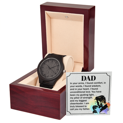 "Gift for Dad. In your arms, I found Comfort." - Wooden Watch - GLiMOT