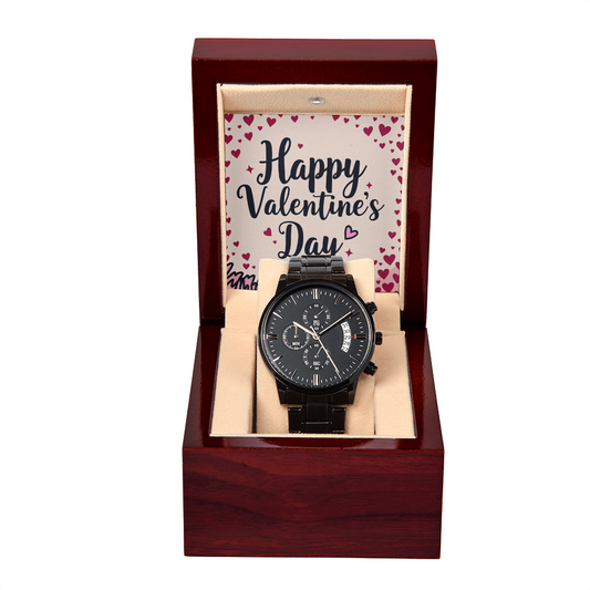 Black Chronograph Watch  - Simple Valentine Gift for him - GLiMOT