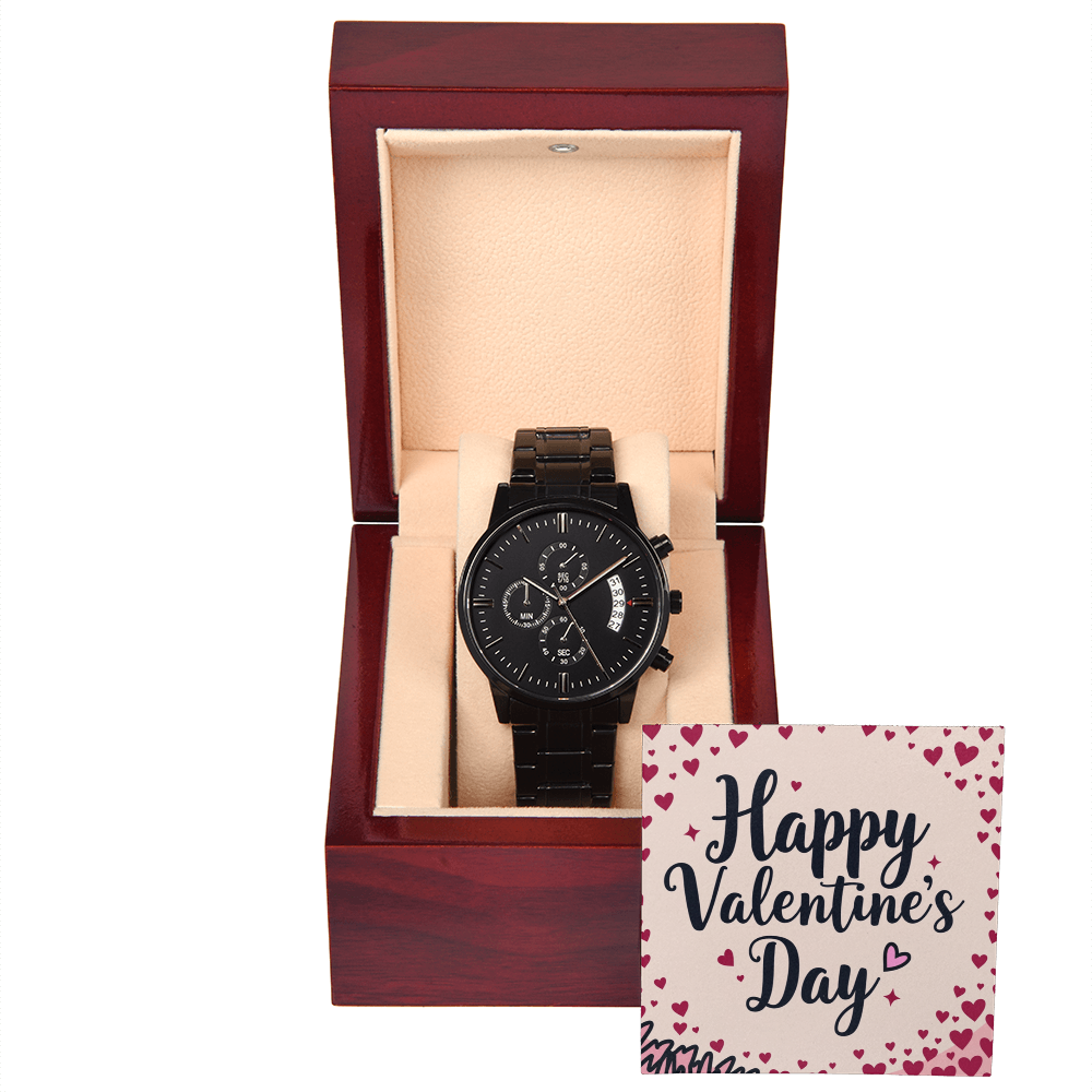 Black Chronograph Watch  - Simple Valentine Gift for him - GLiMOT