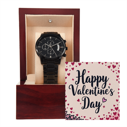 Black Chronograph Watch  - Simple Valentine Gift for him - GLiMOT