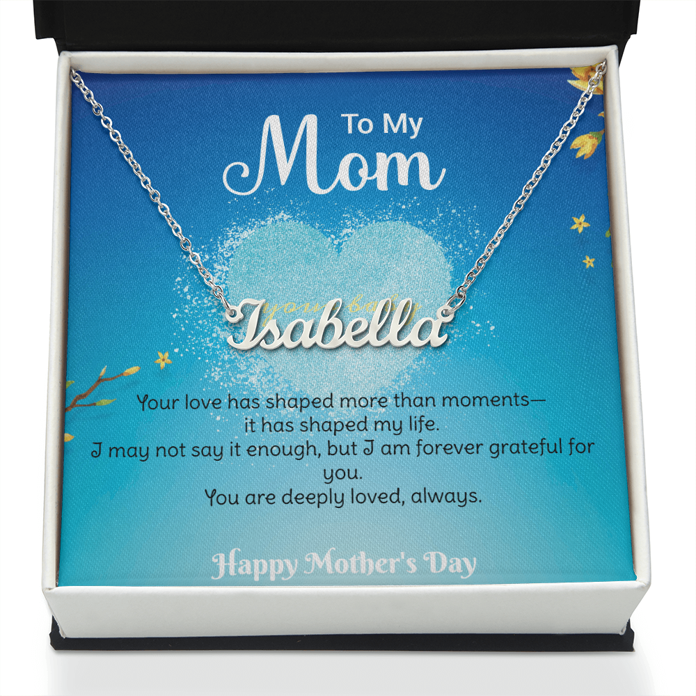 Personalized Name Necklace – Forever Grateful Custom Name Gift for Mom