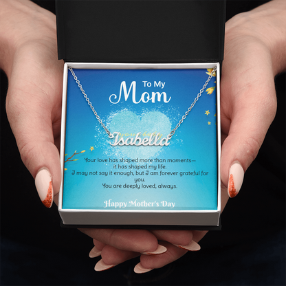 Personalized Name Necklace – Forever Grateful Custom Name Gift for Mom
