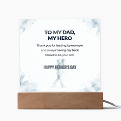 "Proud To Be Your Son" LED Acrylic Night Light,  Square Desk Decor – Father's Day Gift From Son
