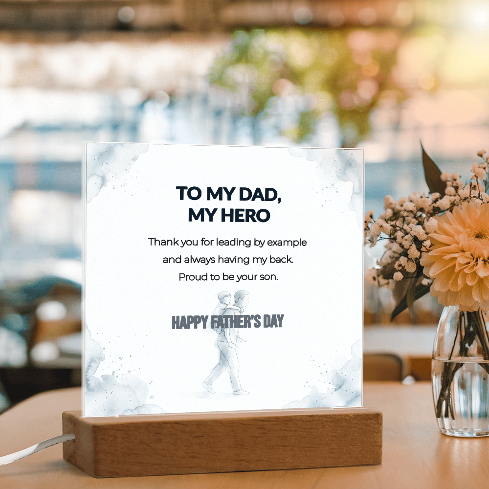 "Proud To Be Your Son" LED Acrylic Night Light, Square Desk Decor – Gift From Son