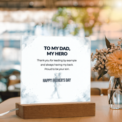 "Proud To Be Your Son" LED Acrylic Night Light,  Square Desk Decor – Father's Day Gift From Son
