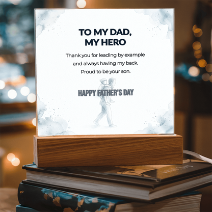 "Proud To Be Your Son" LED Acrylic Night Light, Square Desk Decor – Gift From Son