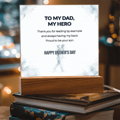 "Proud To Be Your Son" LED Acrylic Night Light,  Square Desk Decor – Father's Day Gift From Son