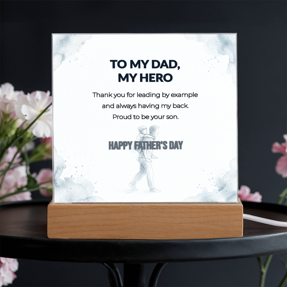 "Proud To Be Your Son" LED Acrylic Night Light, Square Desk Decor – Gift From Son