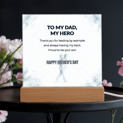 "Proud To Be Your Son" LED Acrylic Night Light, Square Desk Decor – Gift From Son